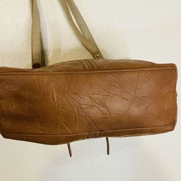 Stone Mountain Womens Leather Brown & Tan Handbag Purse - Picture 8 of 10
